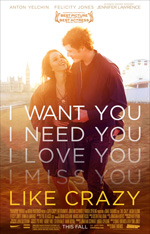 Like Crazy (2011) Movie Poster starring Jennifer Lawrence