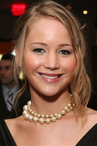 Younger pics of Jennifer Lawrence showing cleavage in a sexy black dress.
