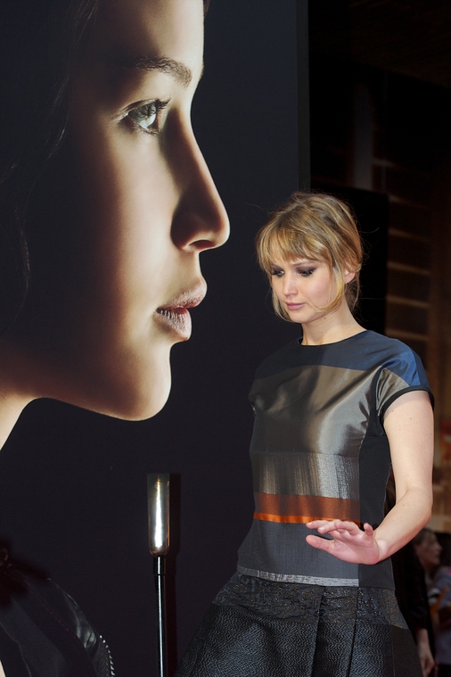 Jennifer Lawrence at the Hunger Games Madrid premiere.
